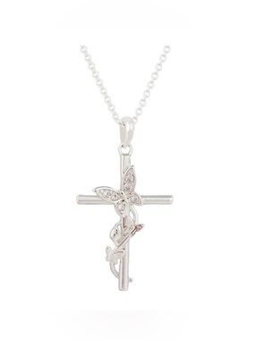 Gratitude & Grace Silver Butterfly Cross Necklace NWT